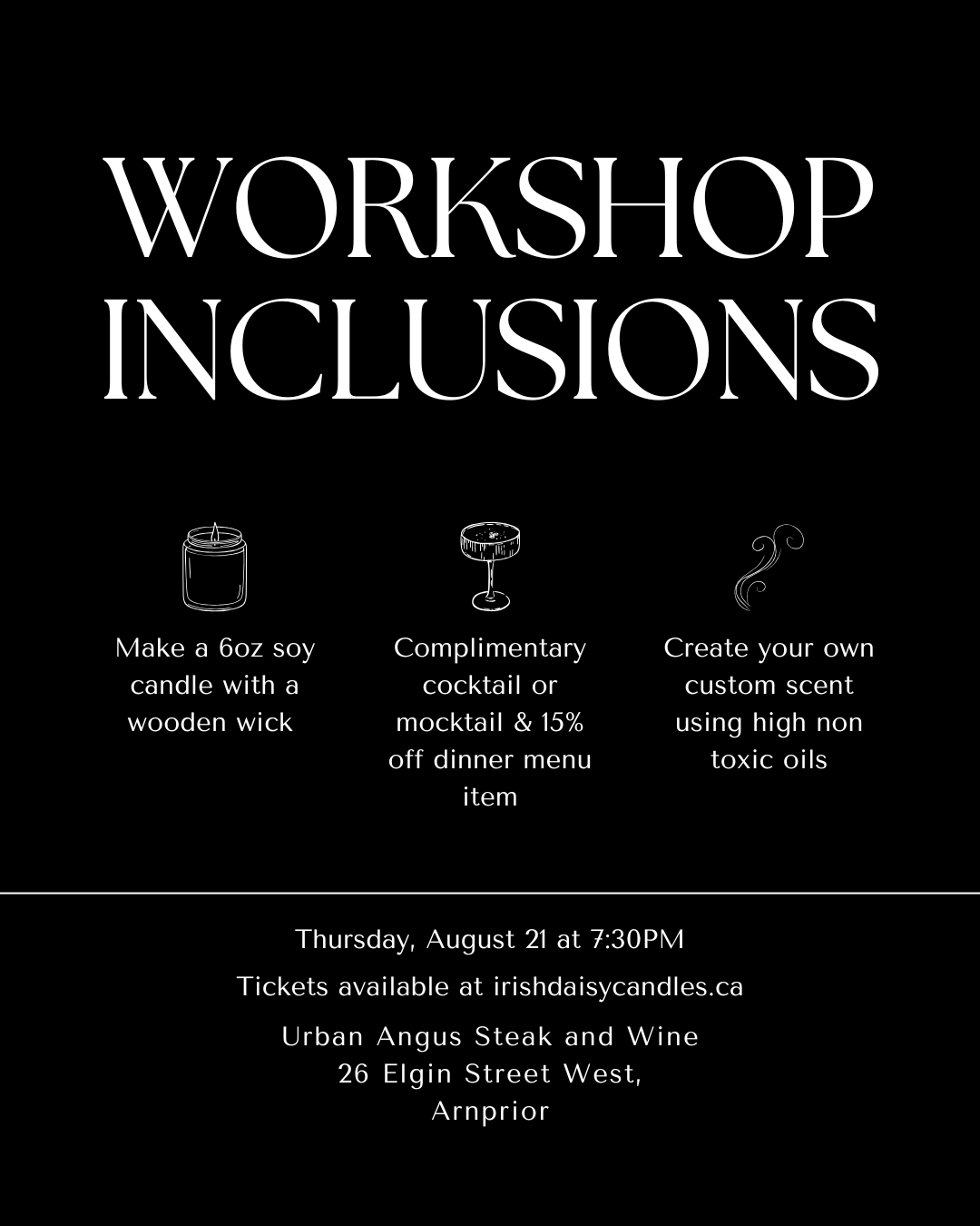 Candle Making Class at Urban Angus Steak And Wine - August 21st