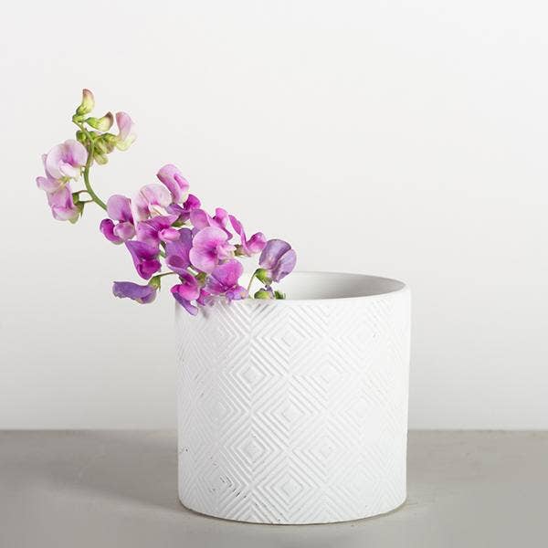 White On White Flower Pot